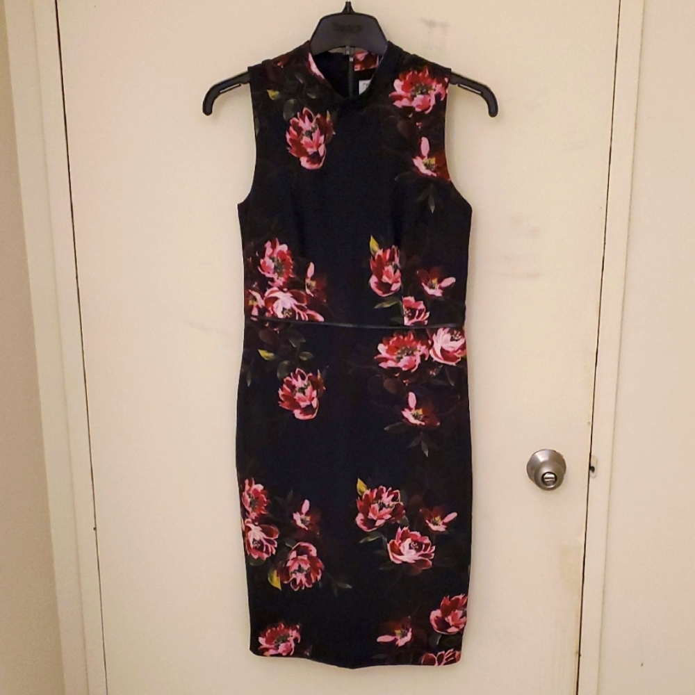 Tristan Floral Sheath Dress with Mock Neck